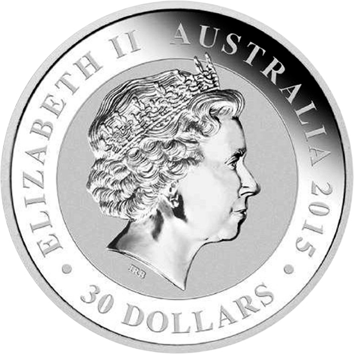 Zadní strana Silver Investment Coin Kookaburra 1 Kg 2015