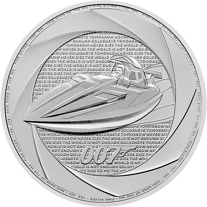 Přední strana Silver Investment Coin Six Decades 007 - Bond 90s 1 Oz 2025