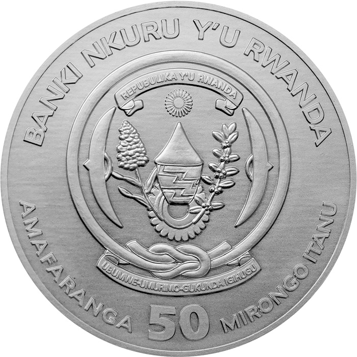 Zadní strana Stříbrná investiční mince Rok Koně Rwanda 1 Oz 2026