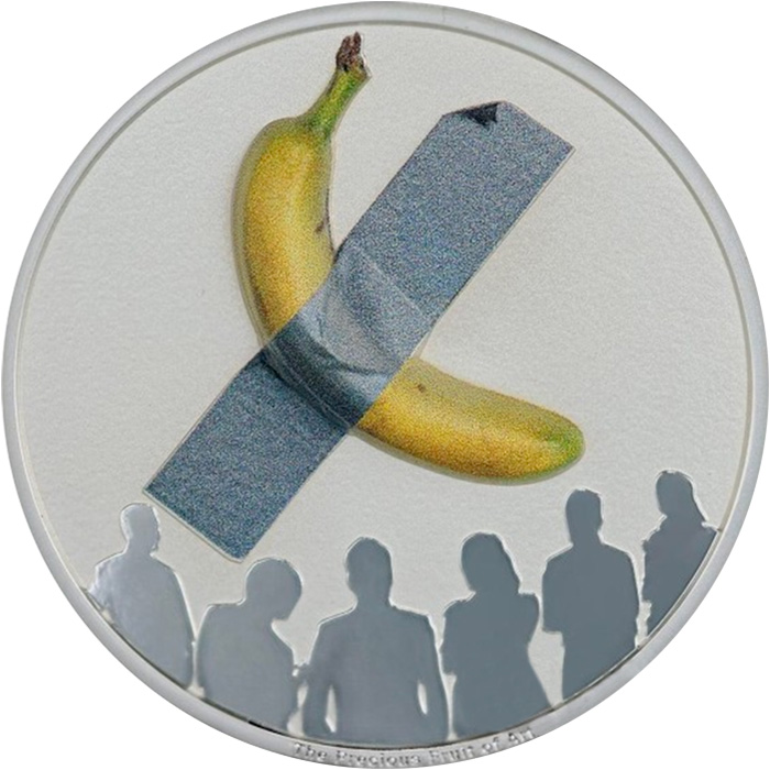 Přední strana Strieborná kolorovaná minca Banana Art 2 Oz 2025 Proof