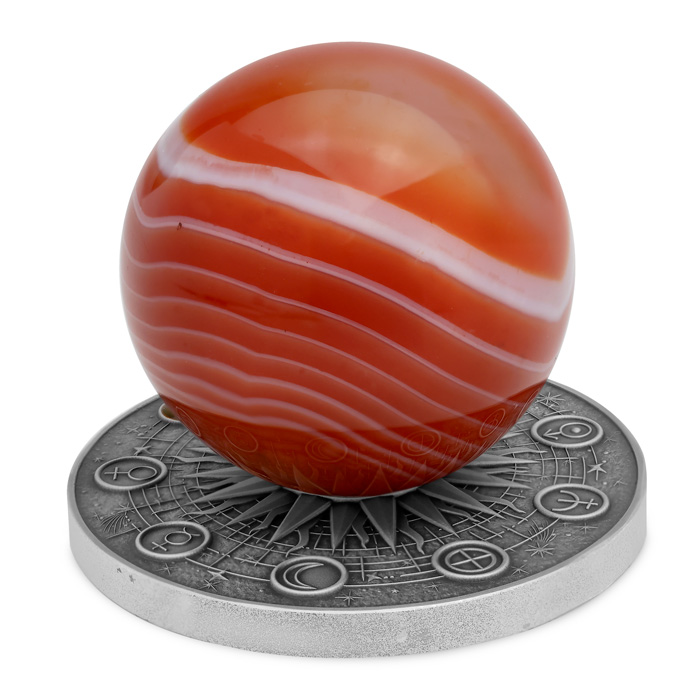 Přední strana Stříbrná mince The Solar System - Mars 2024 Antique Standard