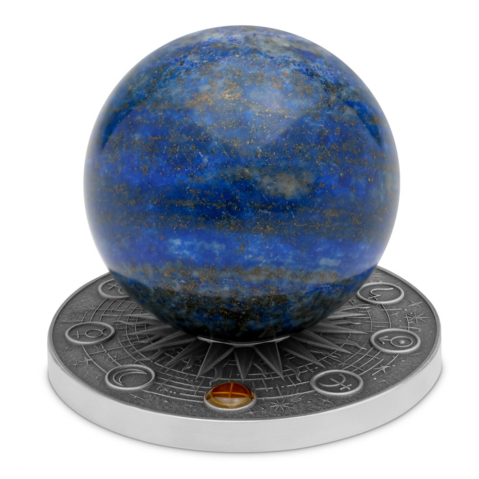 Přední strana Stříbrná mince The Solar System - Země 2024 Antique Standard