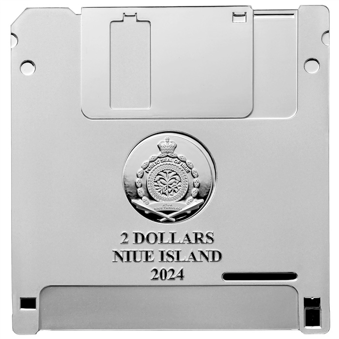 Zadní strana Strieborná minca TechStalgic - Floppy disk 2024 Proof