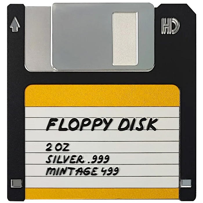 Přední strana Stříbrná kolorovaná mince TechStalgic - Floppy disk 2024 Proof