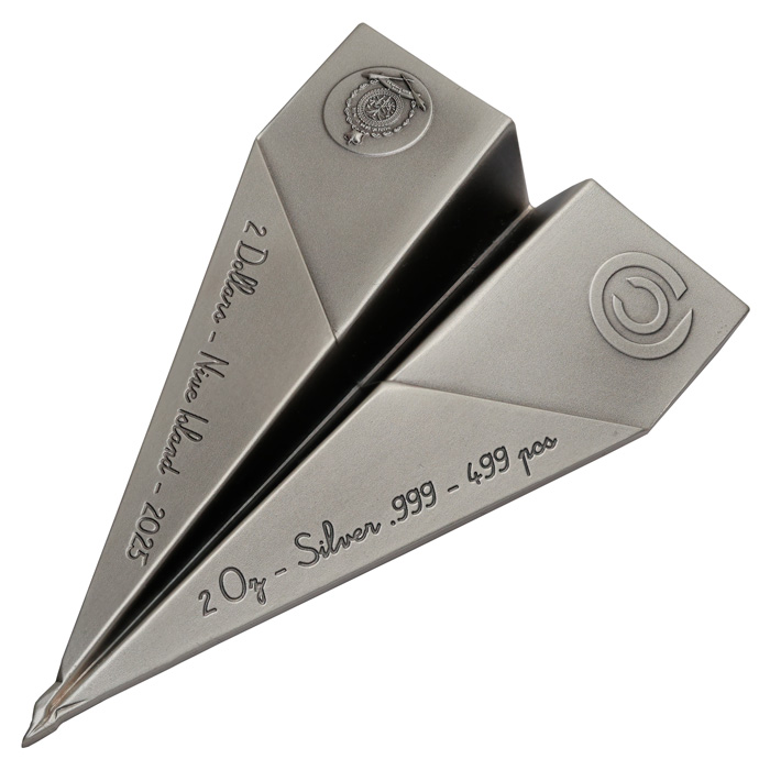 Přední strana Stříbrná mince Složené sny - Papírové letadlo 2025 Antique Standard