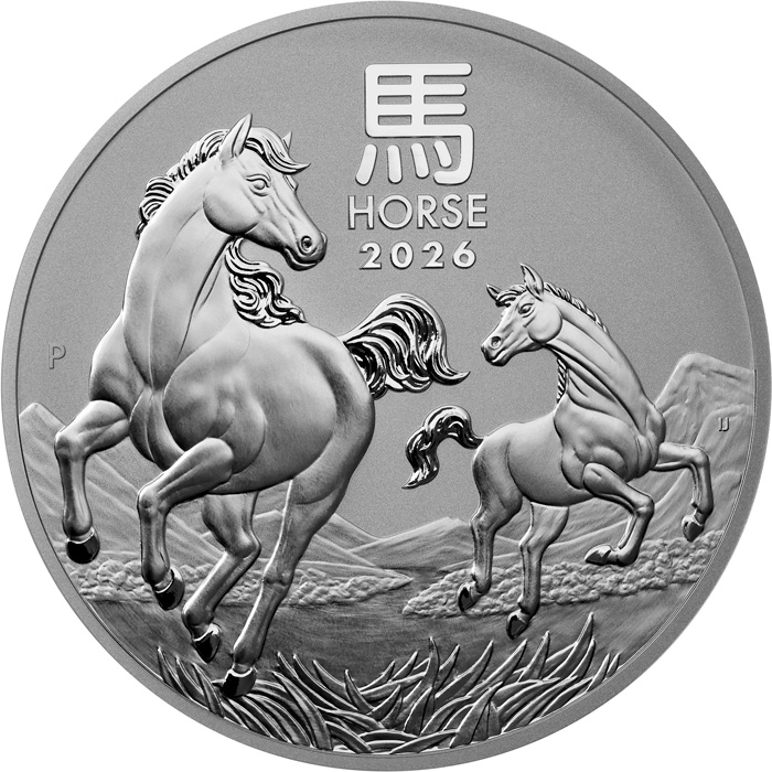 Přední strana Strieborná investičná minca Year of the Horse Rok Koňa Lunárna 1 Kg 2026