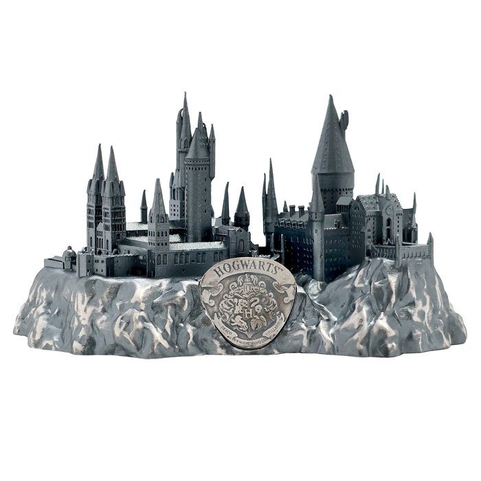 Přední strana Stříbrná mince 5 Oz Harry Potter - Hrad Bradavice 3D Antique Standard