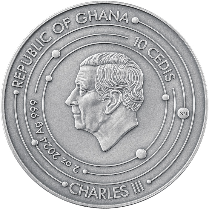 Zadní strana Stříbrná mince The Solar System - Merkur 2024 Antique Standard