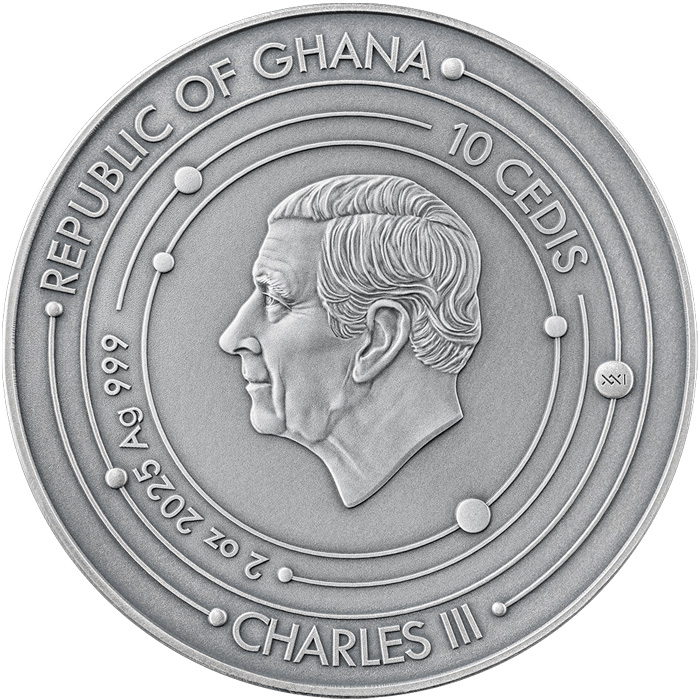 Zadní strana Stříbrná mince The Solar System - Neptun 2025 Antique Standard