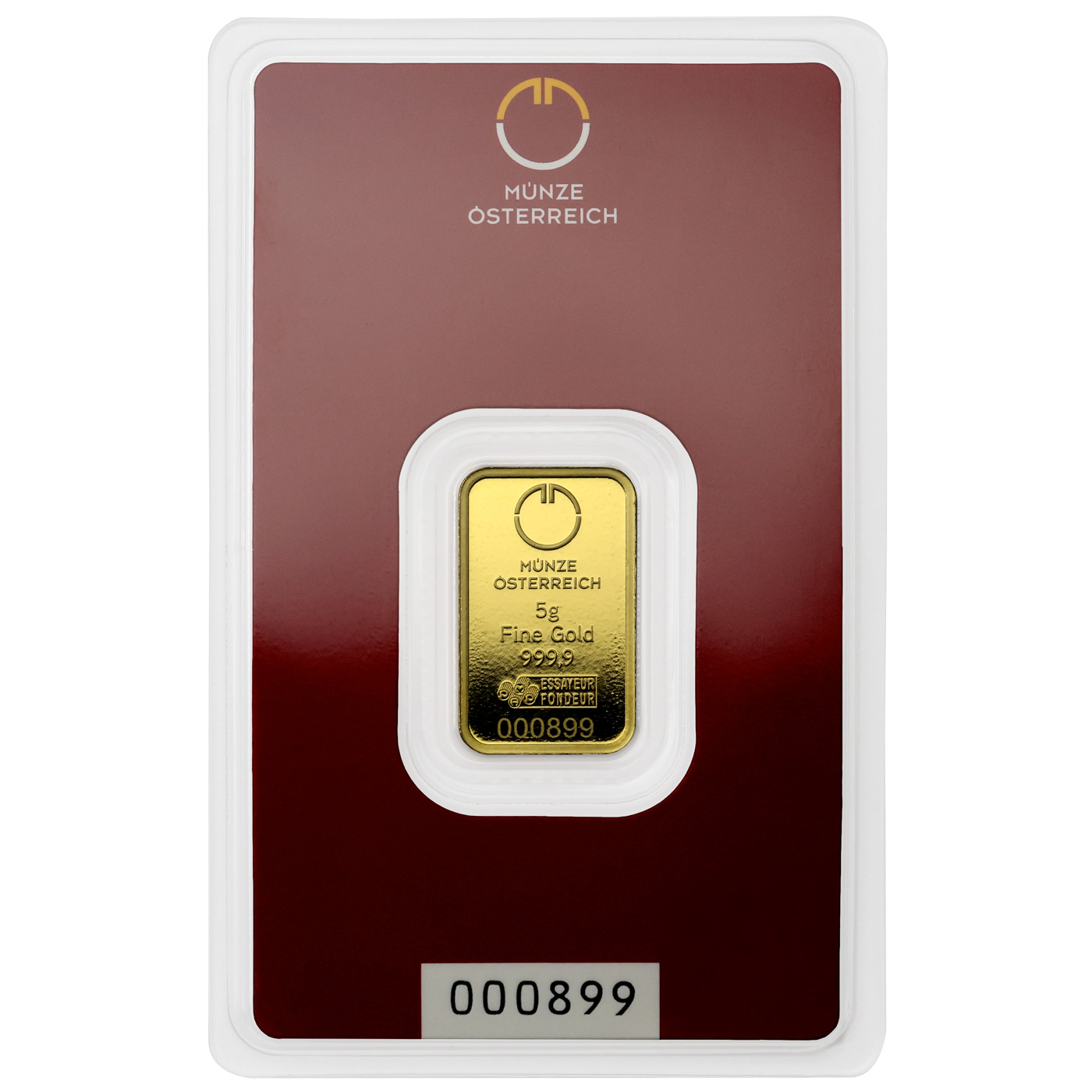 Přední strana 5g Münze Österreich Investiční zlatý slitek