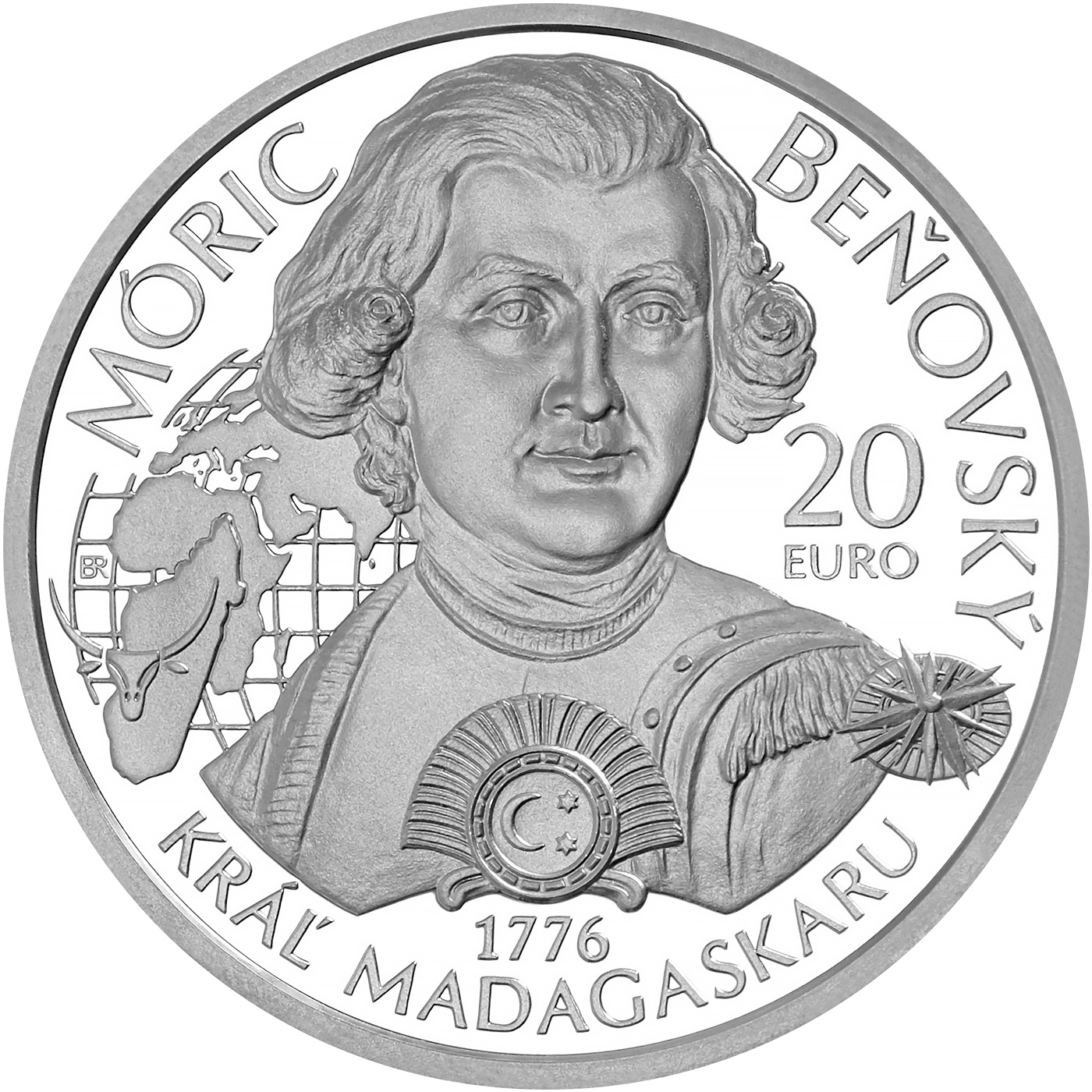 Přední strana Stříbrná mince Vyhlásenie Mórica Beňovského za kráľa Madagaskaru - 250. výročí 2026 Proof