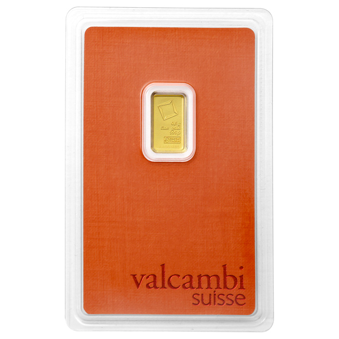 Přední strana 0,5g Valcambi SA Švýcarsko Investiční zlatý slitek