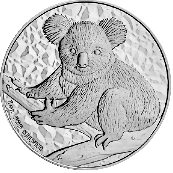 Přední strana Stříbrná investiční mince Koala 1 Oz 2009