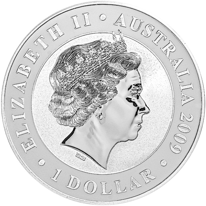Zadní strana Stříbrná investiční mince Koala 1 Oz 2009