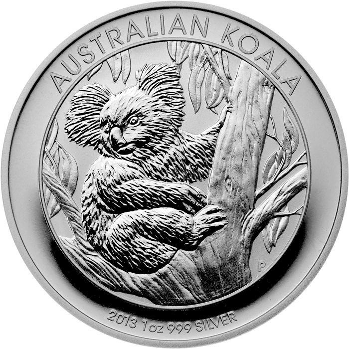 Přední strana Stříbrná investiční mince Koala 1 Oz 2013