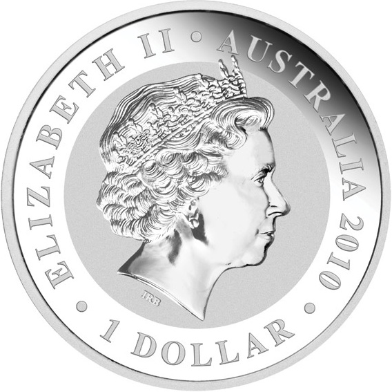 Zadní strana Stříbrná investiční mince Koala 1 Oz 2010