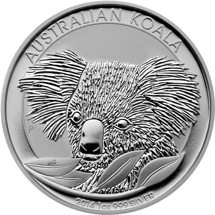 Přední strana Stříbrná investiční mince Koala 1 Oz 2014