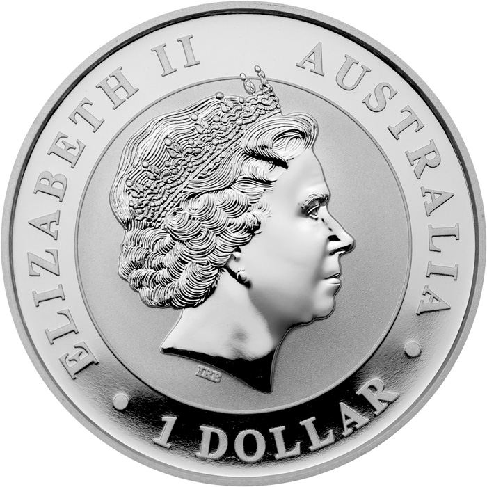 Zadní strana Stříbrná investiční mince Kookaburra Ledňáček 1 Oz 2014