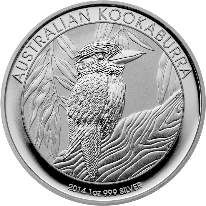 Přední strana Stříbrná investiční mince Kookaburra Ledňáček 1 Oz 2014