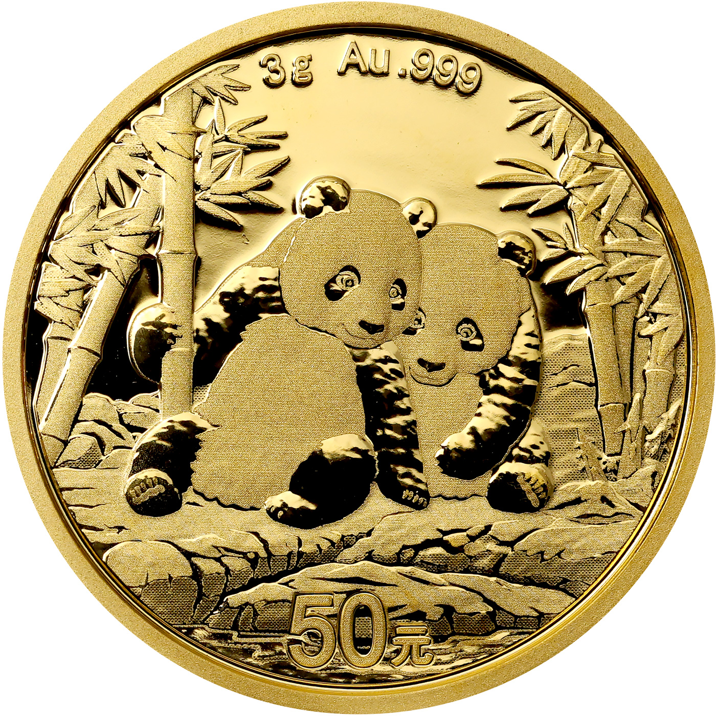 Přední strana Zlatá investiční mince Panda 3g 2026