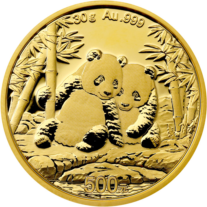 Přední strana Zlatá investiční mince Panda 30g 2026