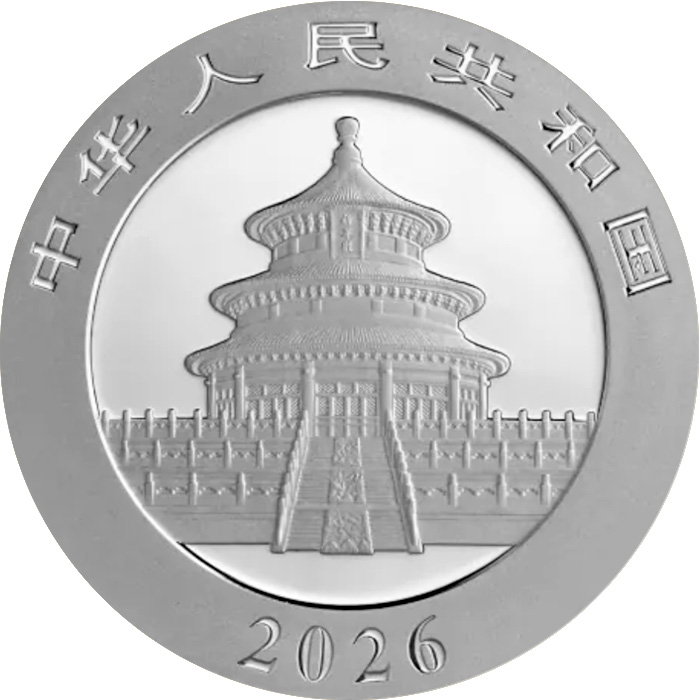 Zadní strana Strieborná investičná minca Panda 30g 2026