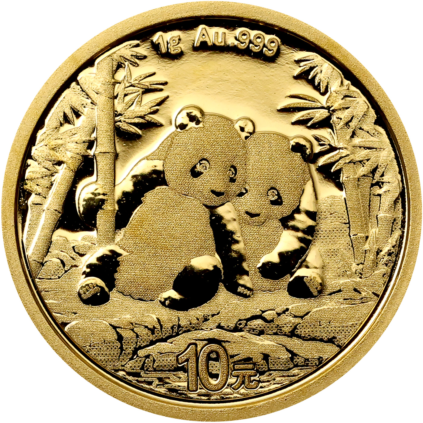 Přední strana Zlatá investiční mince Panda 1g 2026