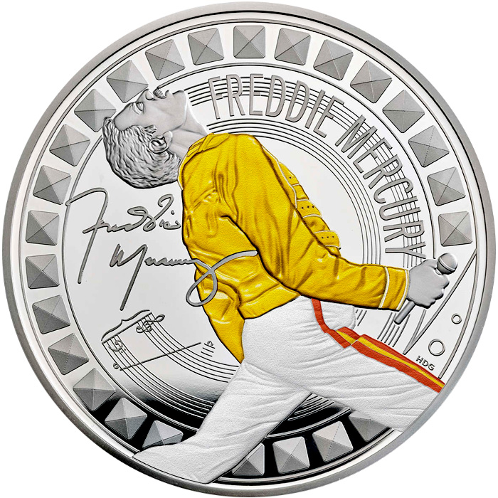Přední strana Strieborná minca Hudobné legendy - Freddie Mercury 1 Oz 2025 Proof
