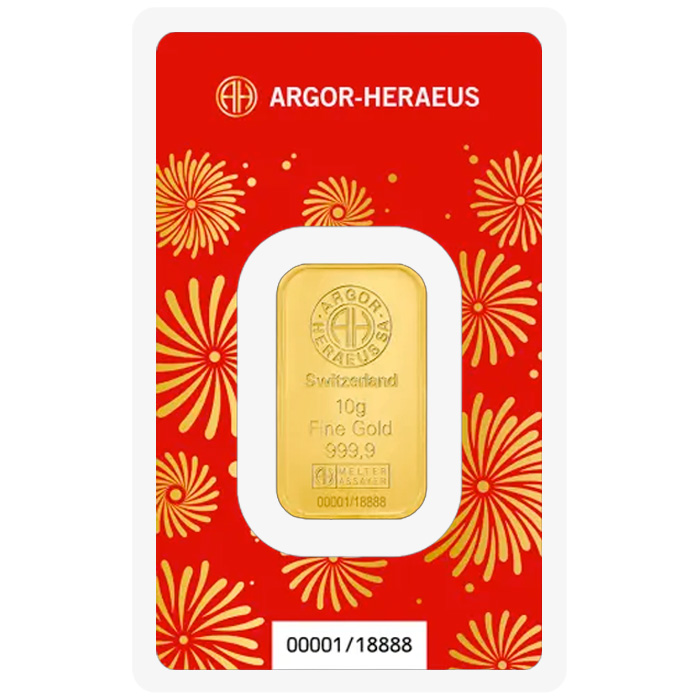 Zadní strana 10g Argor Heraeus Limited edition - Rok koně 2026 investiční zlatý slitek