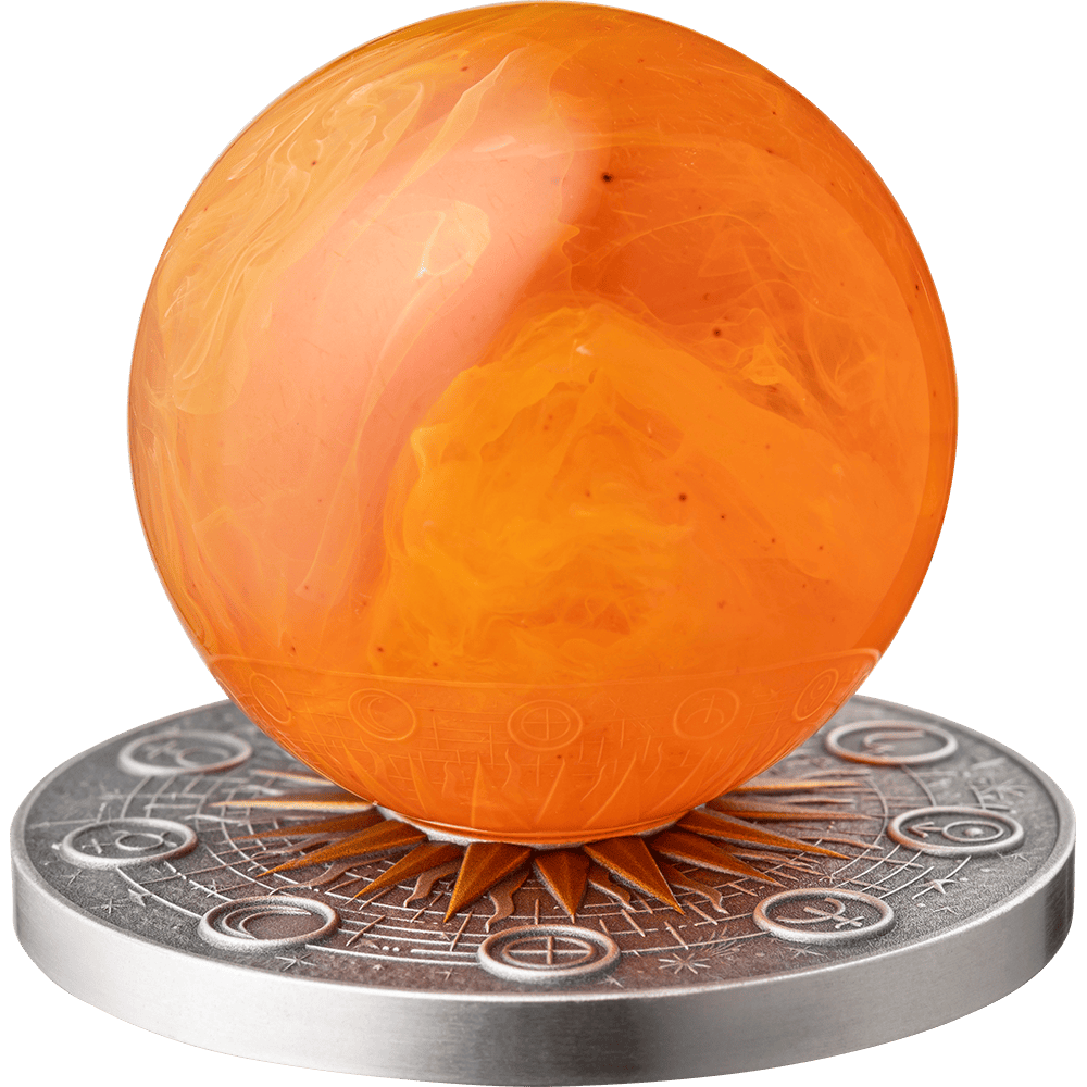 Přední strana Stříbrná mince The Solar System - Slunce 2025 Antique Standard