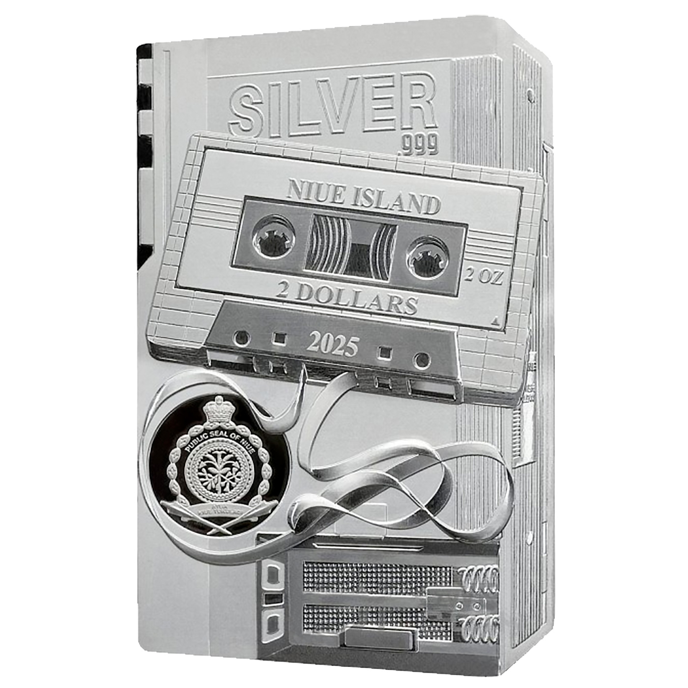 Zadní strana Stříbrná mince TechStalgic - Walkman 2025 Silk Finish