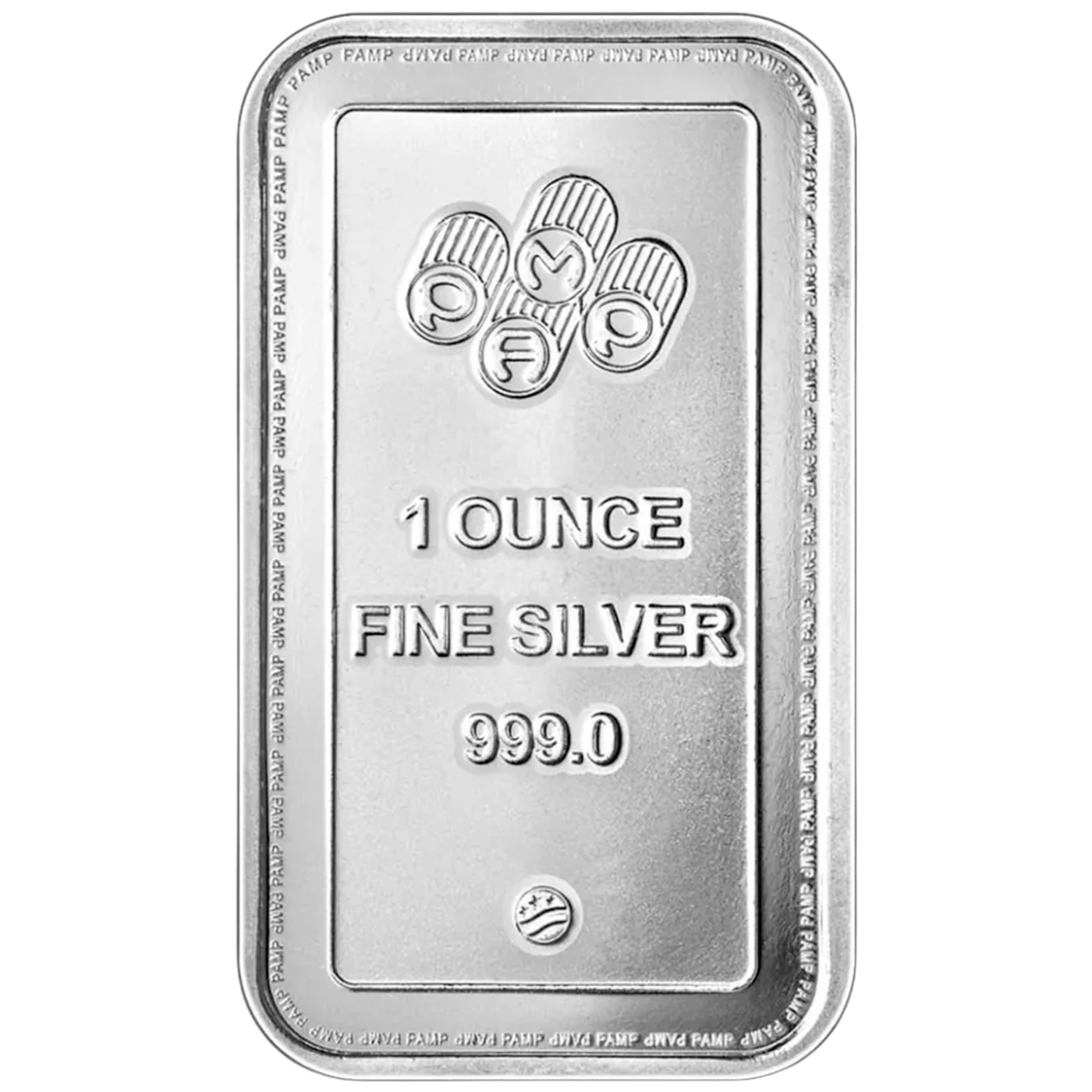 Přední strana 20 x 1 Oz PAMP Investiční stříbrné slitky - tuba