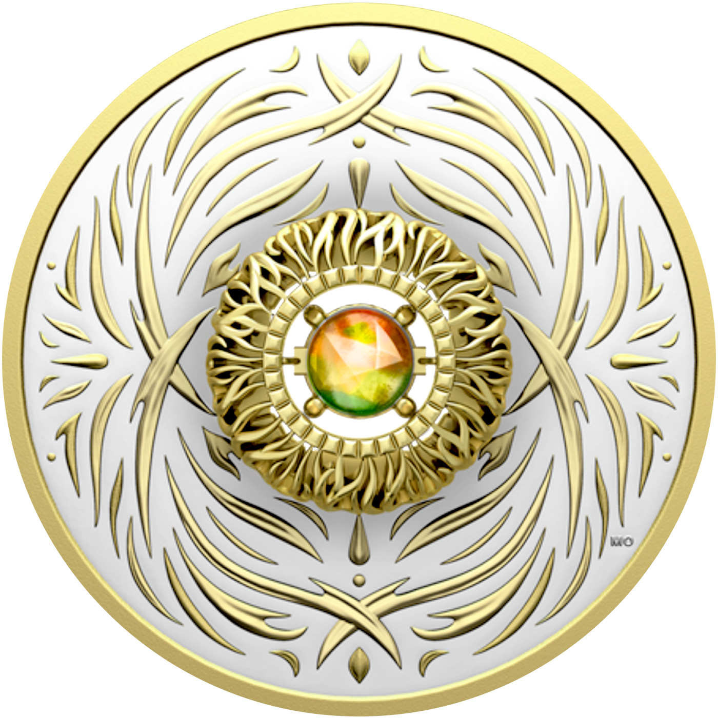 Přední strana Ezüst, aranyozott érme Táncoló Ammolit - Természetes elemek - 2026-os tűz proof