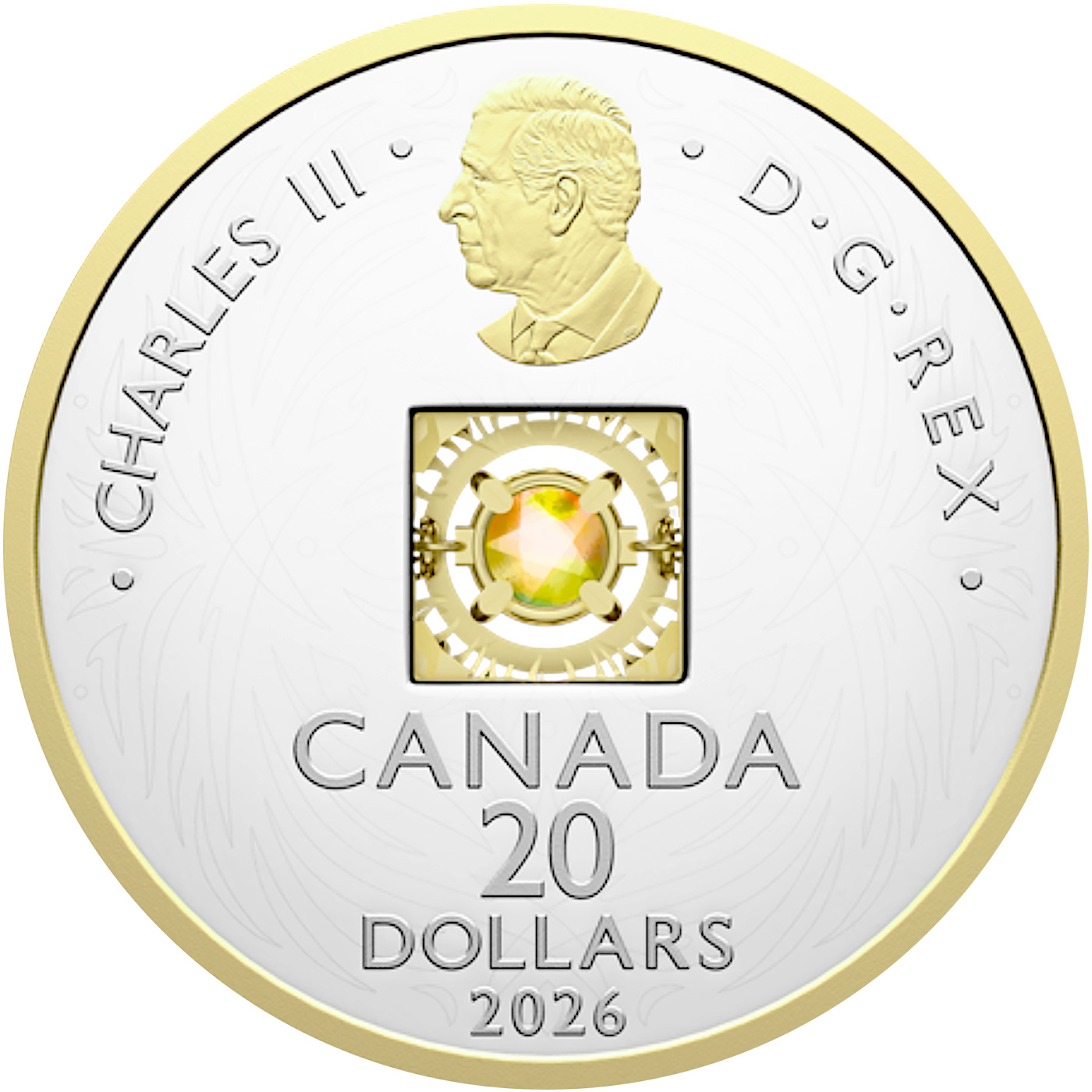 Zadní strana Ezüst, aranyozott érme Táncoló Ammolit - Természetes elemek - 2026-os tűz proof