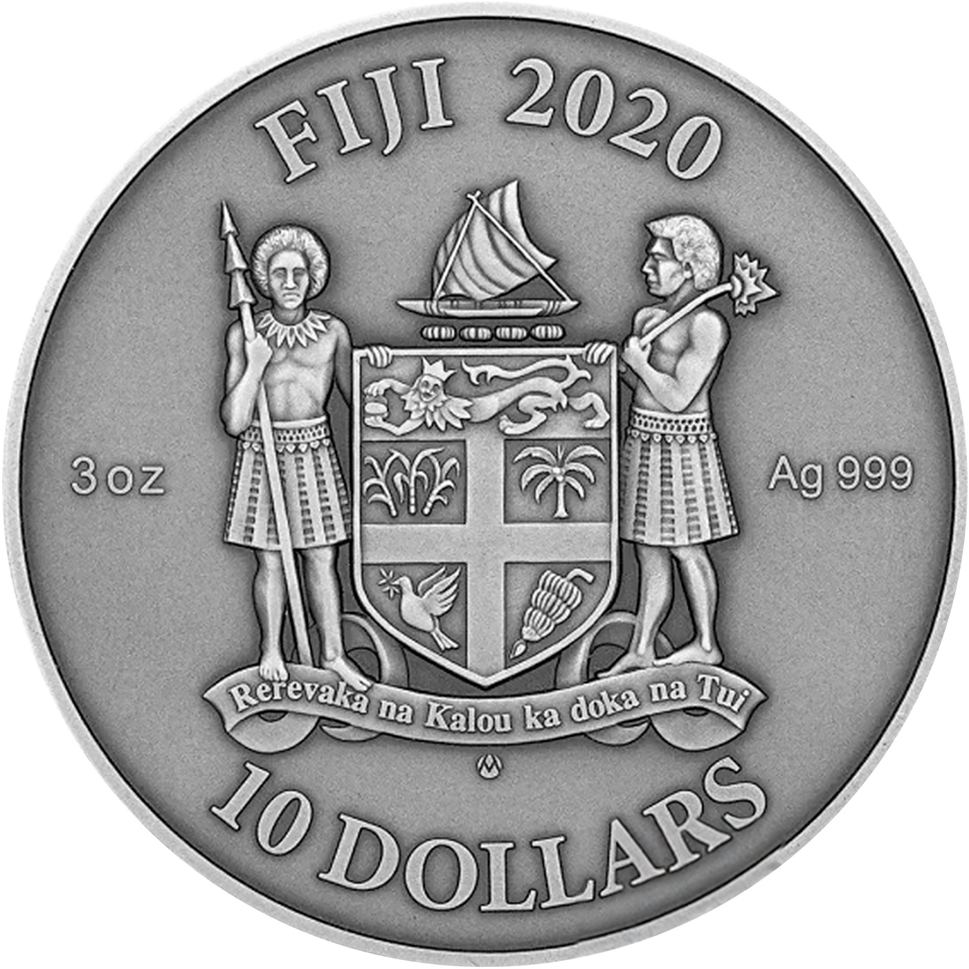 Zadní strana Strieborná minca 3 Oz Mandala Art - Perzská Mandala 2020 Antique Standard