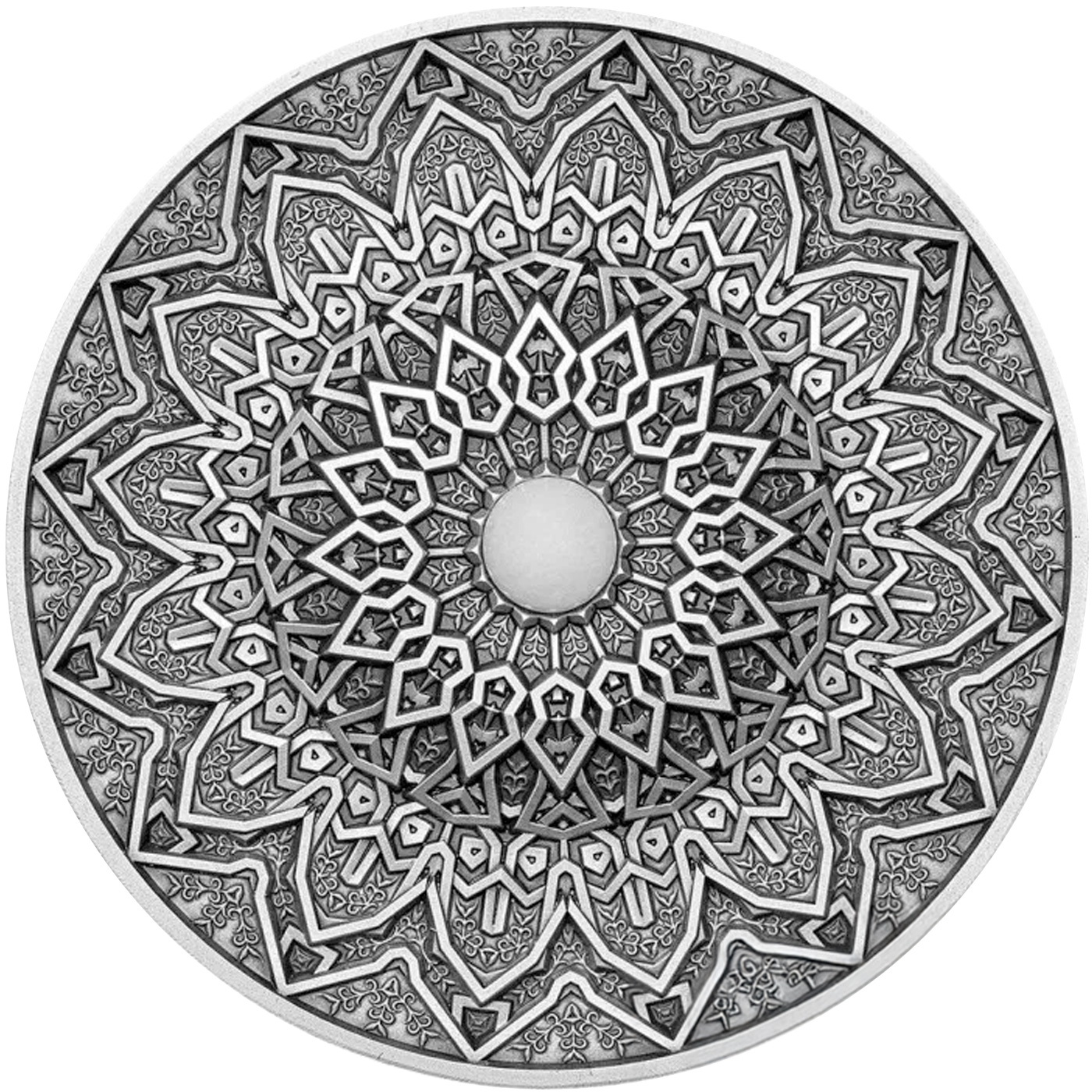 Přední strana Strieborná minca 3 Oz Mandala Art - Perzská Mandala 2020 Antique Standard