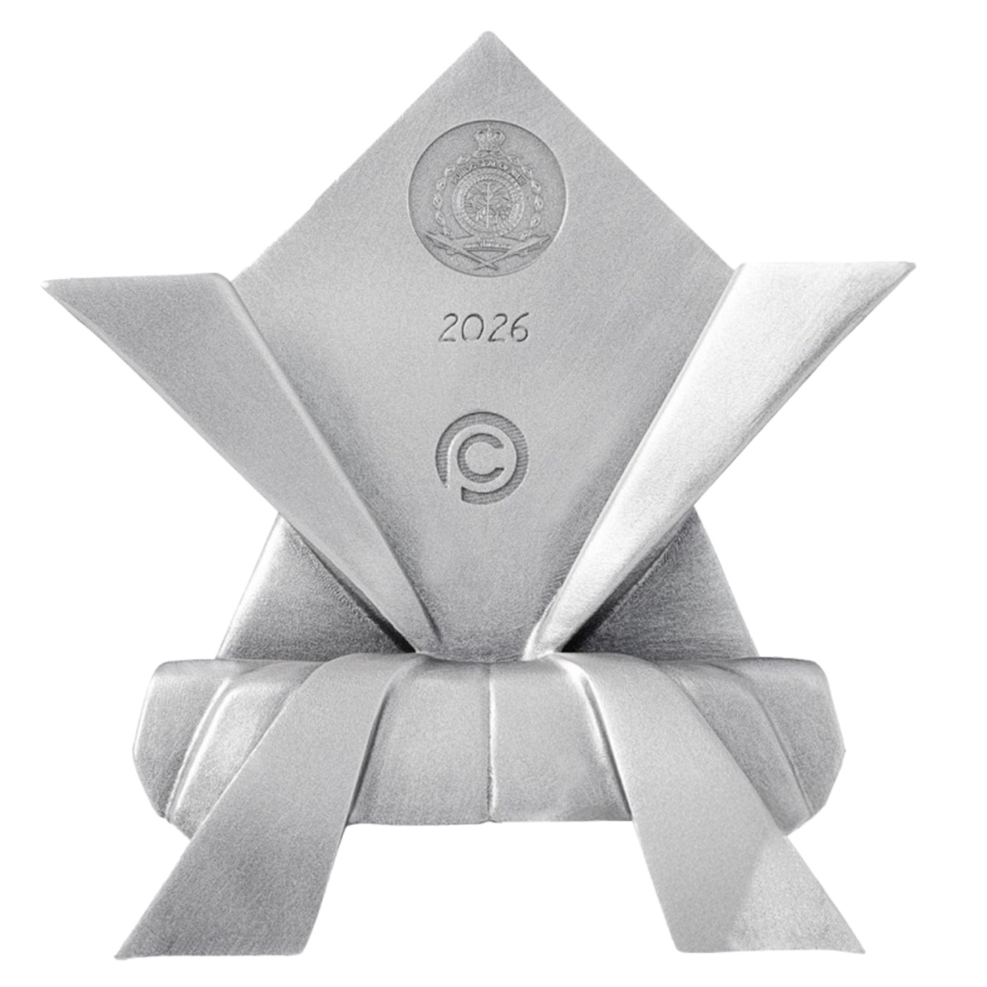Zadní strana Stříbrná mince Složené sny - Papírová žába 2026 Antique Standard
