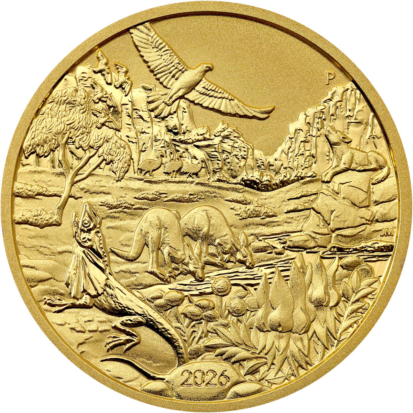 Přední strana Zlatá investiční mince Wonders of Australia - The Outback 1 Oz 2026