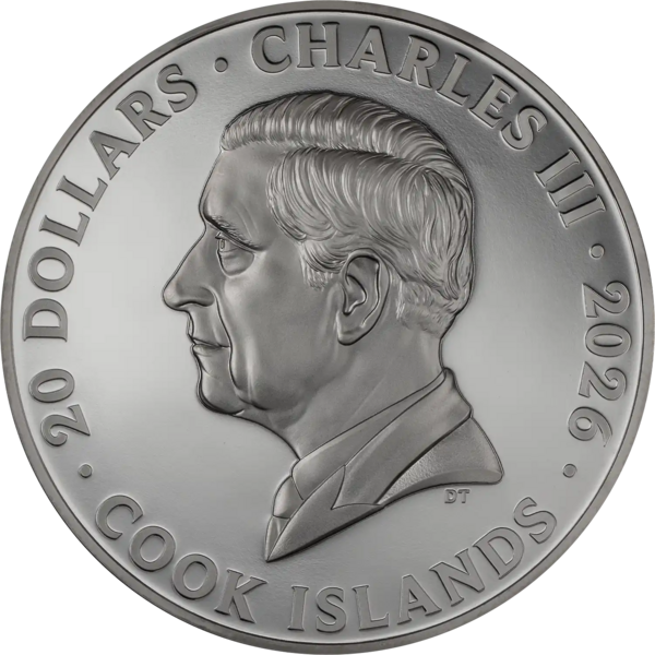 Zadní strana Stříbrná pozlacená mince 3 Oz Noční město - Paříž 2026 Antique Standard