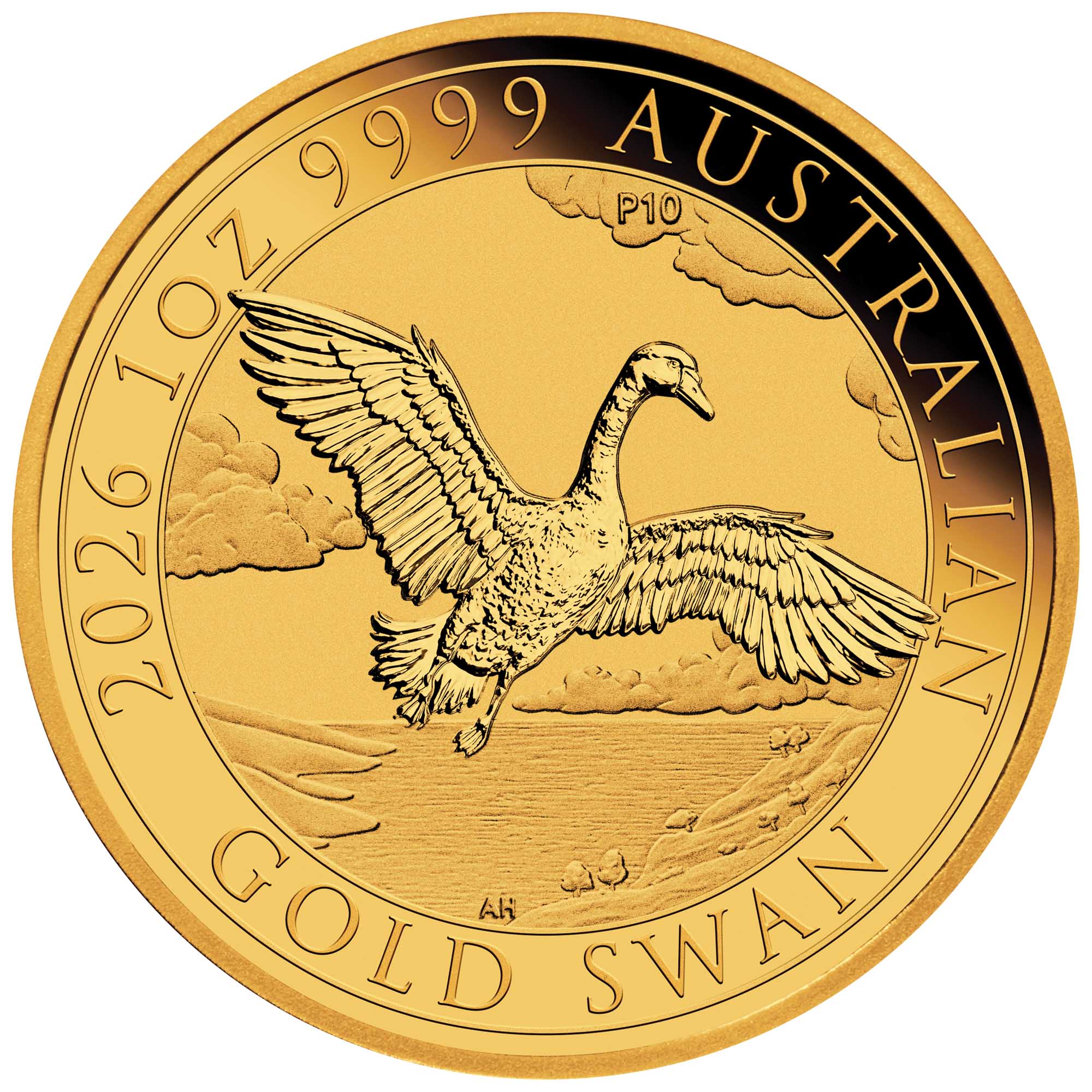 Přední strana Zlatá investiční mince Australian Swan 1 Oz 2026