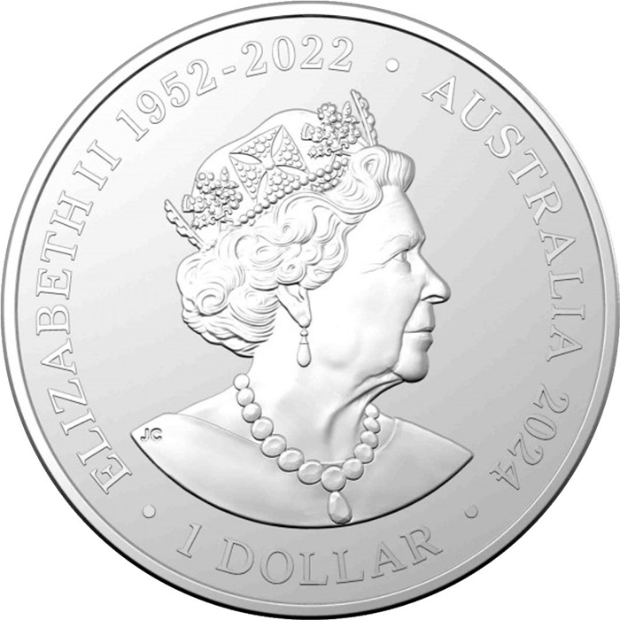 Zadní strana Stříbrná investiční mince Koala RAM 1 Oz 2024