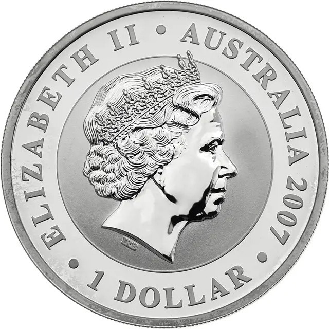 Zadní strana Stříbrná investiční mince Koala 1 Oz 2007