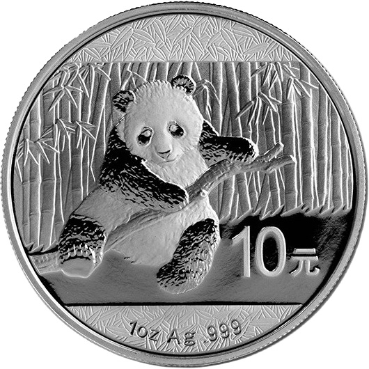 Přední strana Stříbrná investiční mince Panda 1 Oz 2014