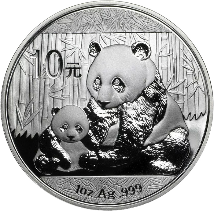 Přední strana Stříbrná investiční mince Panda 1 Oz 2012