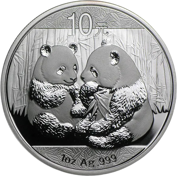Přední strana Stříbrná investiční mince Panda 1 Oz 2009