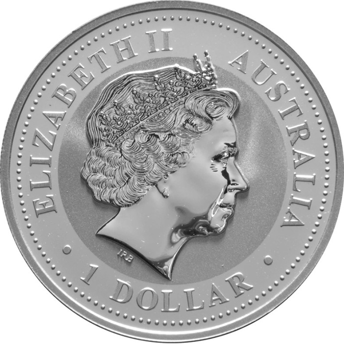 Zadní strana Stříbrná investiční mince Kookaburra Ledňáček 1 Oz 1999