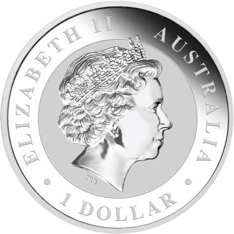 Zadní strana Stříbrná investiční mince Kookaburra Ledňáček 1 Oz 2004