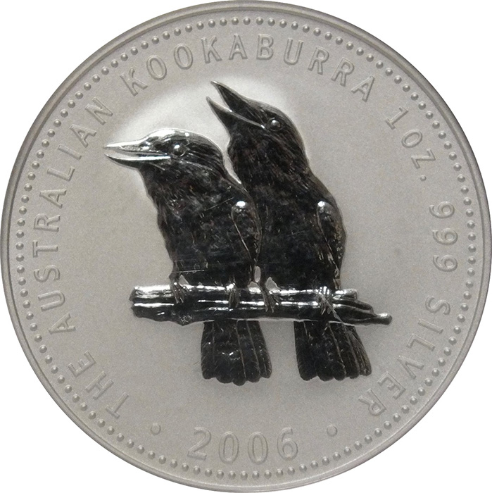 Přední strana Stříbrná investiční mince Kookaburra Ledňáček 1 Oz 2006