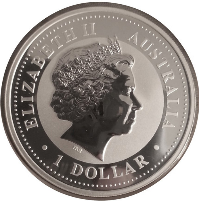Zadní strana Stříbrná investiční mince Kookaburra Ledňáček 1 Oz 2009