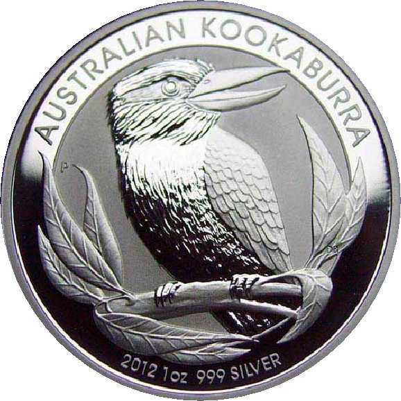 Přední strana Stříbrná investiční mince Kookaburra Ledňáček 1 Oz 2012